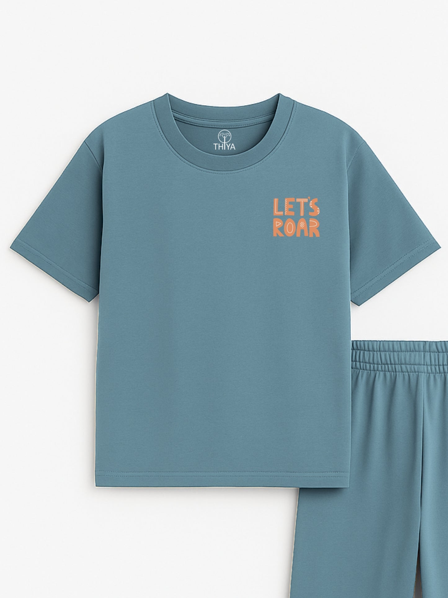 Lets Roar Printed Green Boys Joggers Set